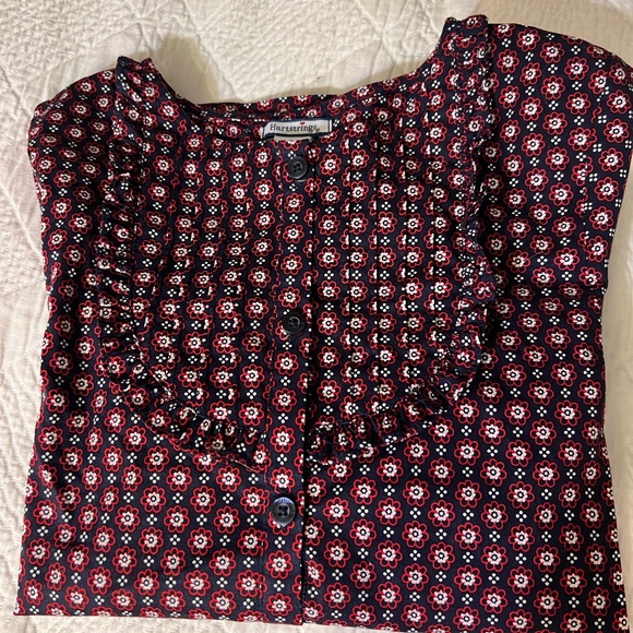 Girl’s Long Sleeve Hartstrings Burgundy and Blue Top Size 12 - Picture 4 of 6